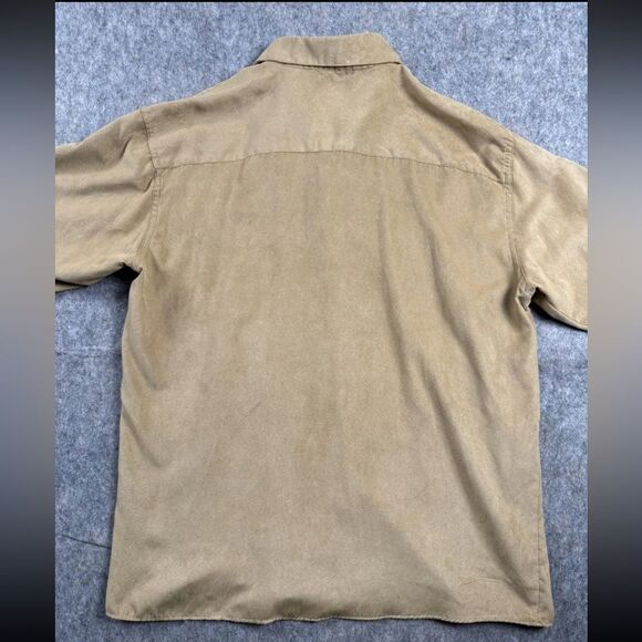 Kenneth Cole Reaction Dress Shirt Mens 17 Tan 100% Polyester Collared Button-Up - Picture 3 of 8